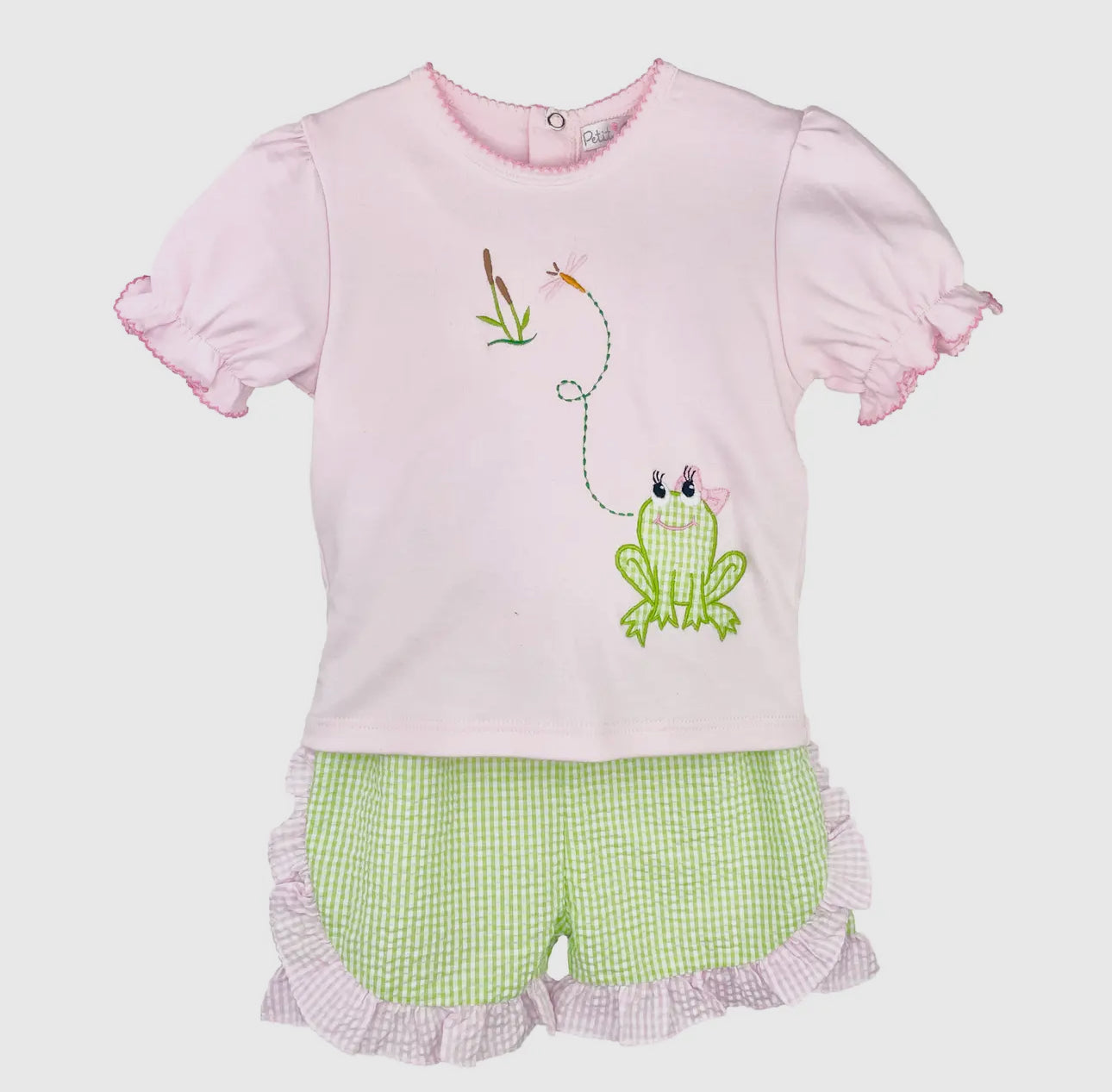 Shirt & Shorts Set with Frog Applique and Embroidery
