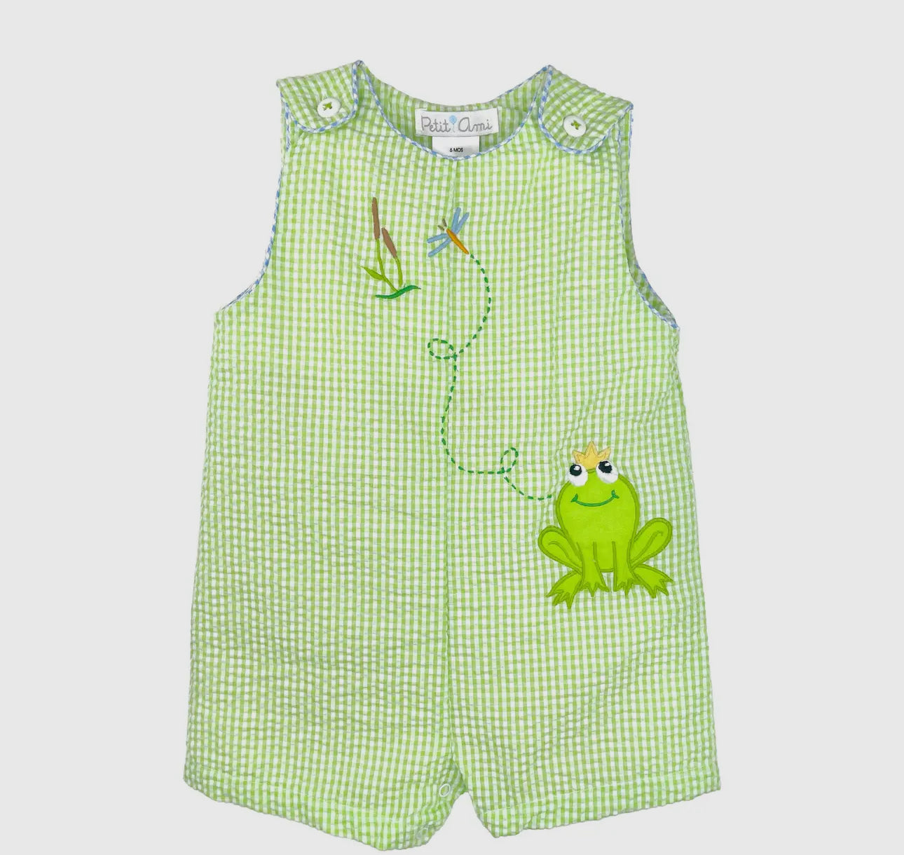 Sunsuit with Frog Applique and Embroidery