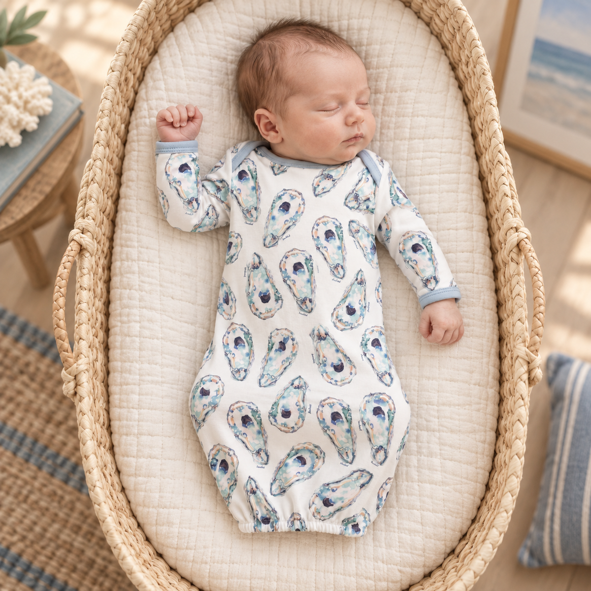 Jackson Oyster Bamboo Baby Gown