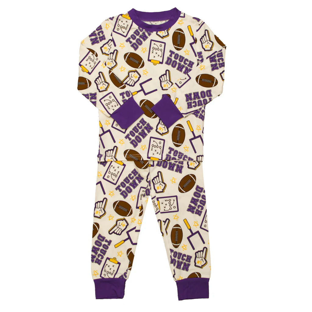 Purple and Yellow "Touchdown" Bamboo Pajamas