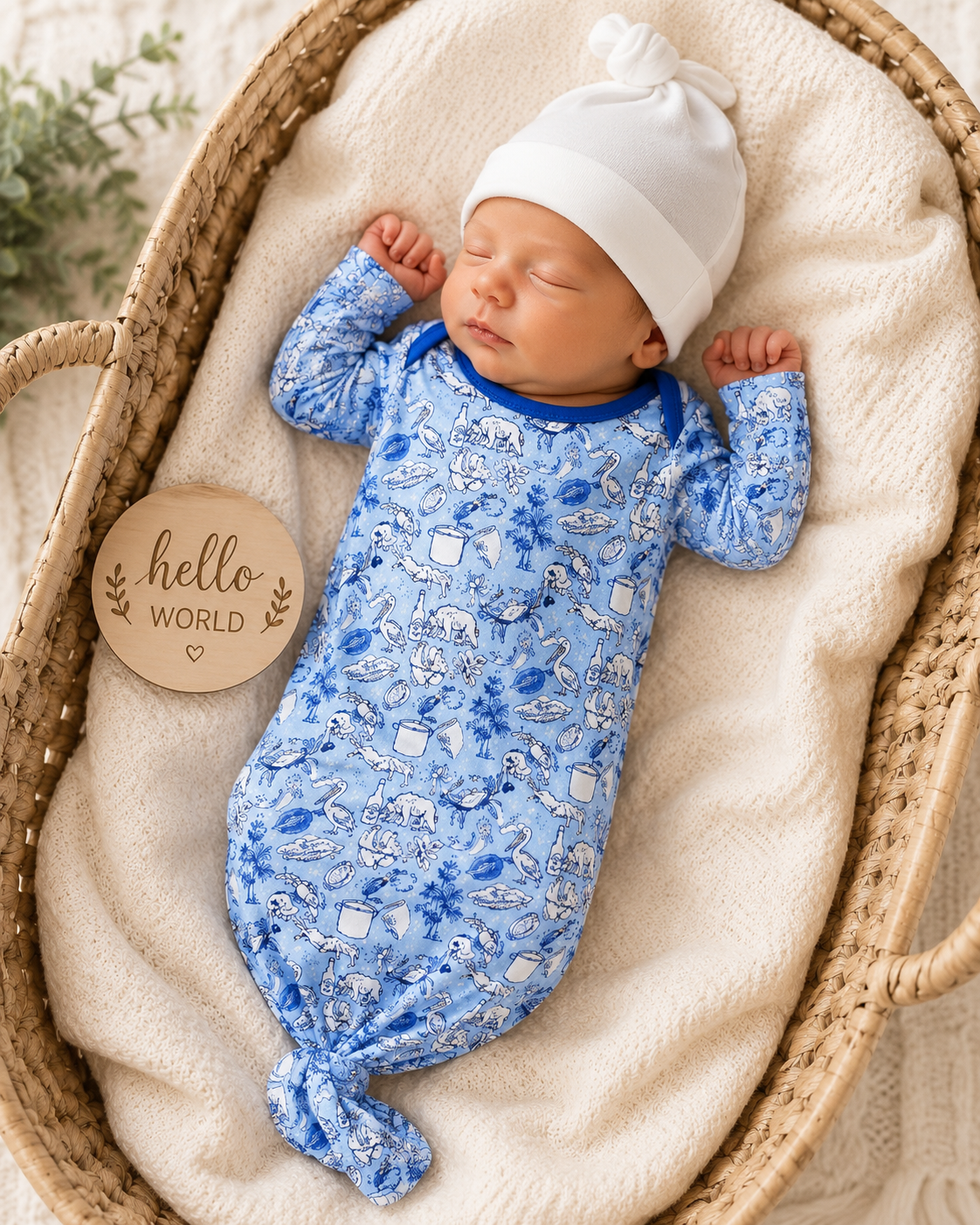 Cajun Toile Baby Gown