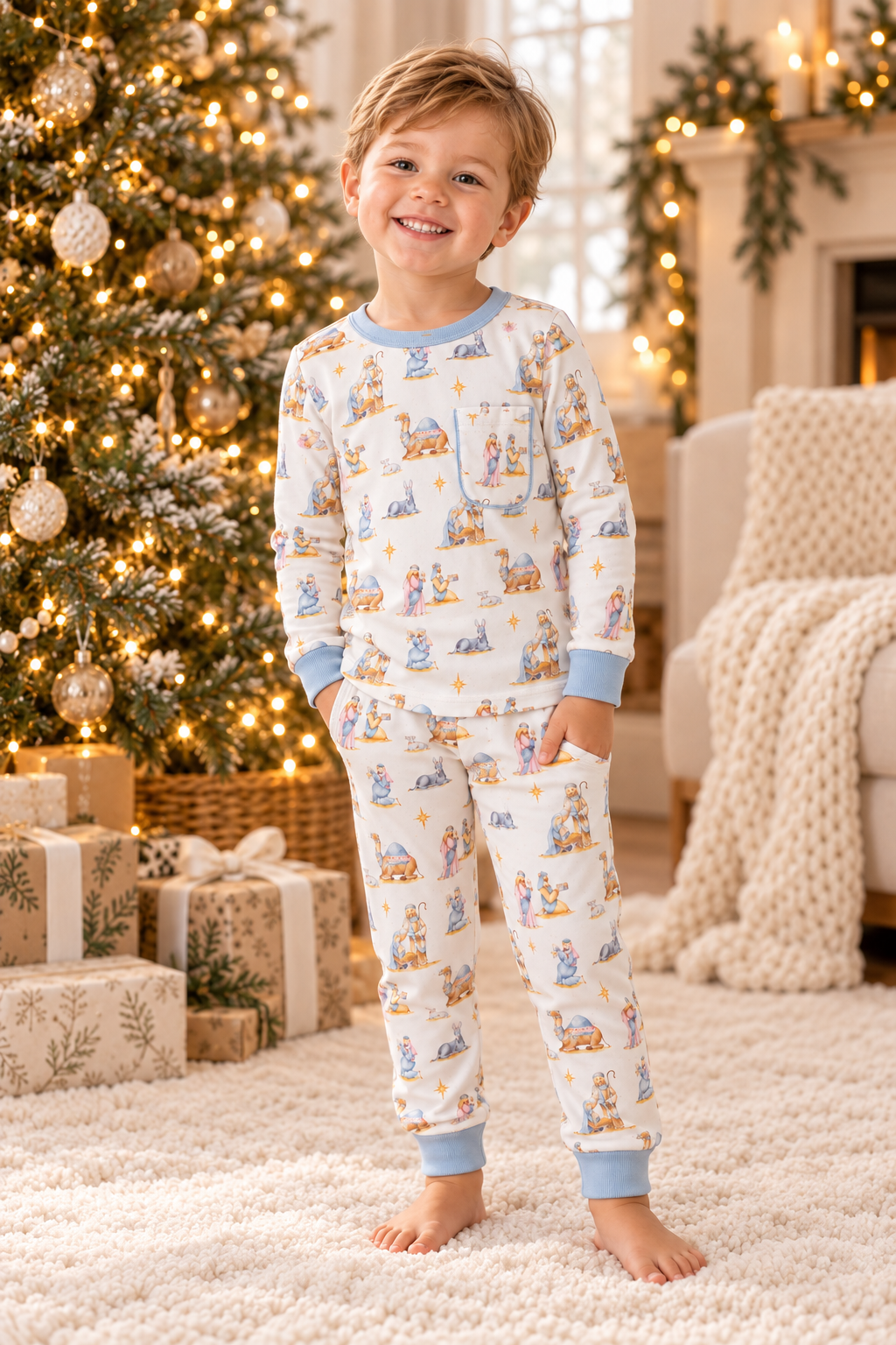 O Holy Night Organic Cotton Christmas Kids Pajamas
