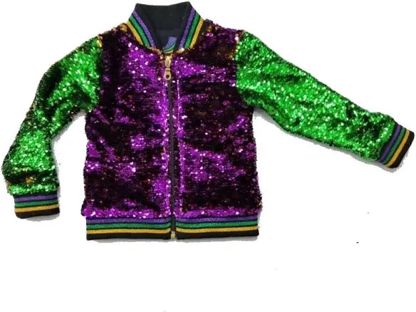 Mardi Gras Sequins Bomber Jacket