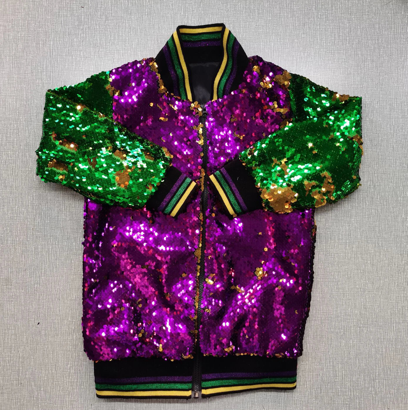 Mardi Gras Sequins Bomber Jacket