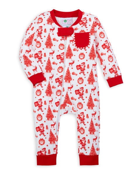 "Old Fashioned" Christmas Zippie with Red Trim