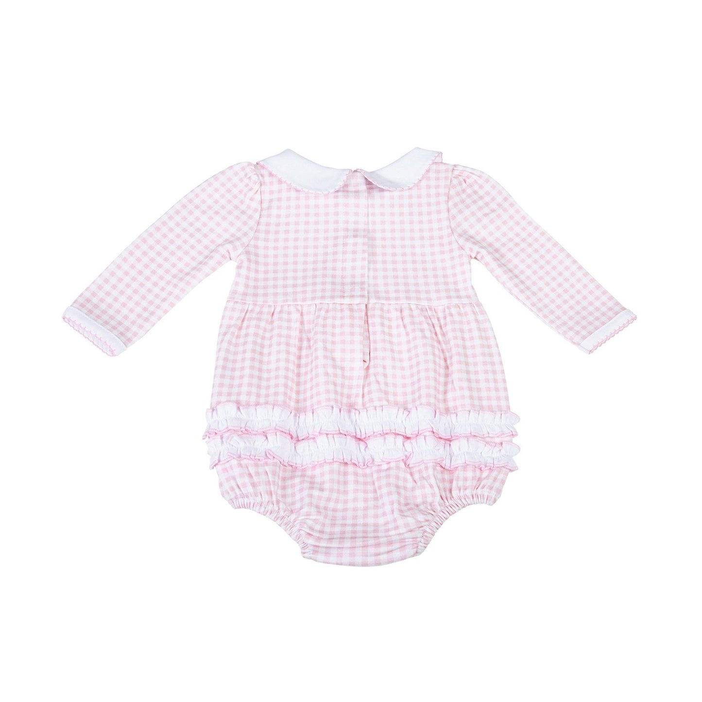 Mini Checks Collared Long Sleeve Bubble - Pink