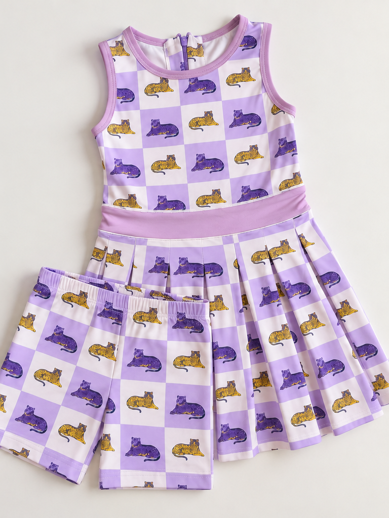 ๐๐Girls Purple and Gold Tiger Game Day Dress๐๐