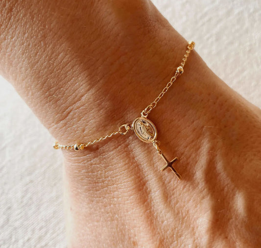 18k Gold Filled Delicate Rosary Bracelet