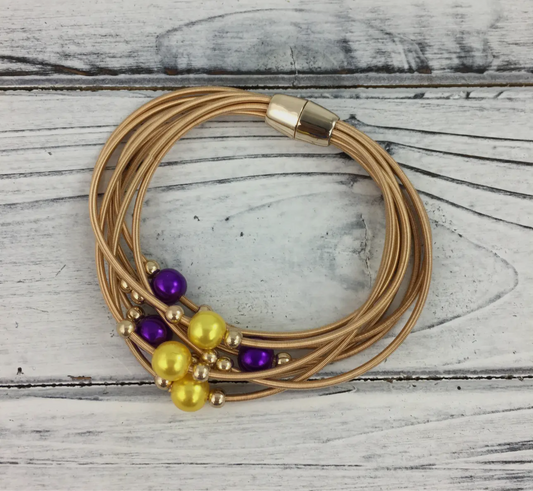 Guitar Pearl String Bracelet- Purple/Gold
