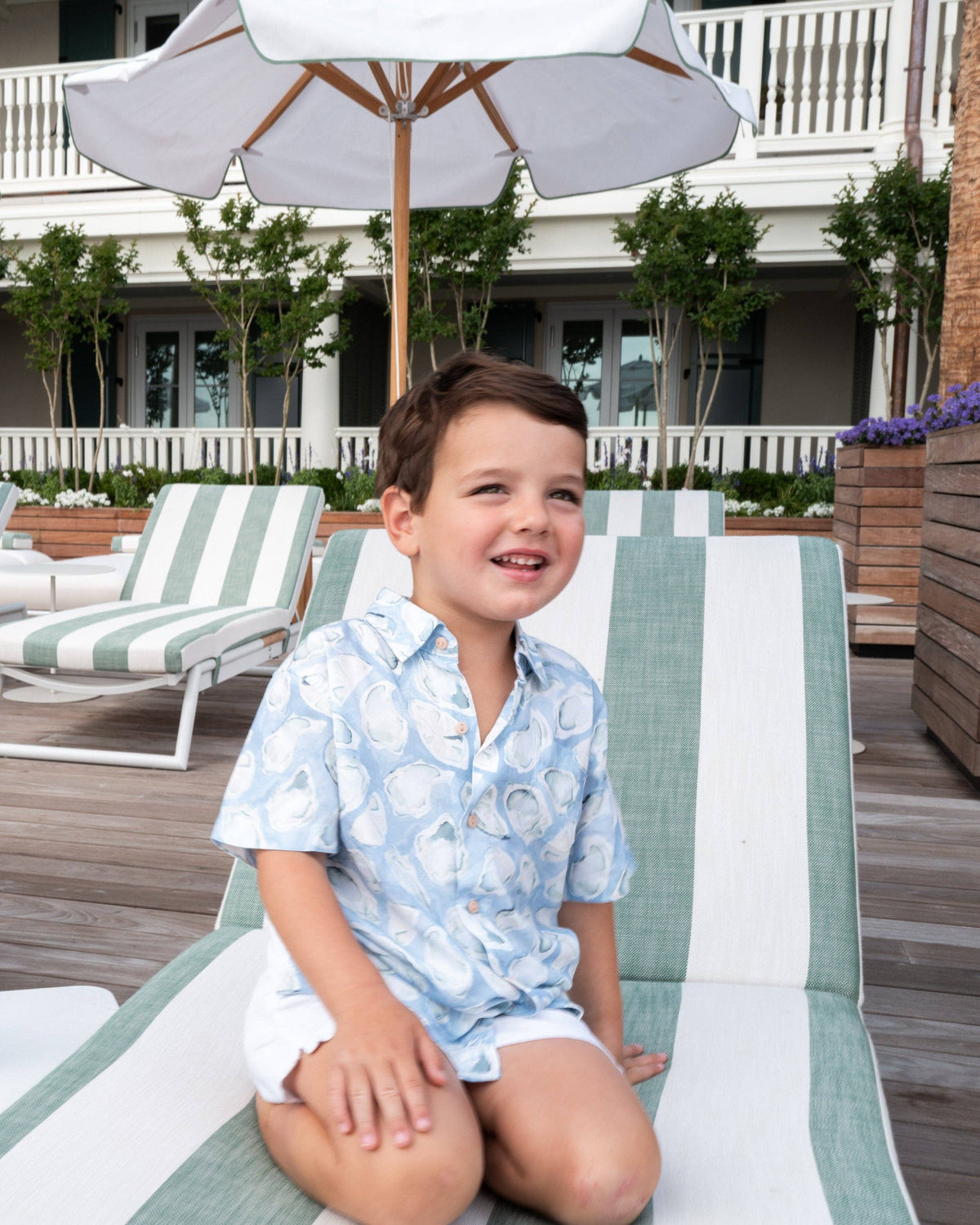 Boys Oyster Print Hawaiian Shirt