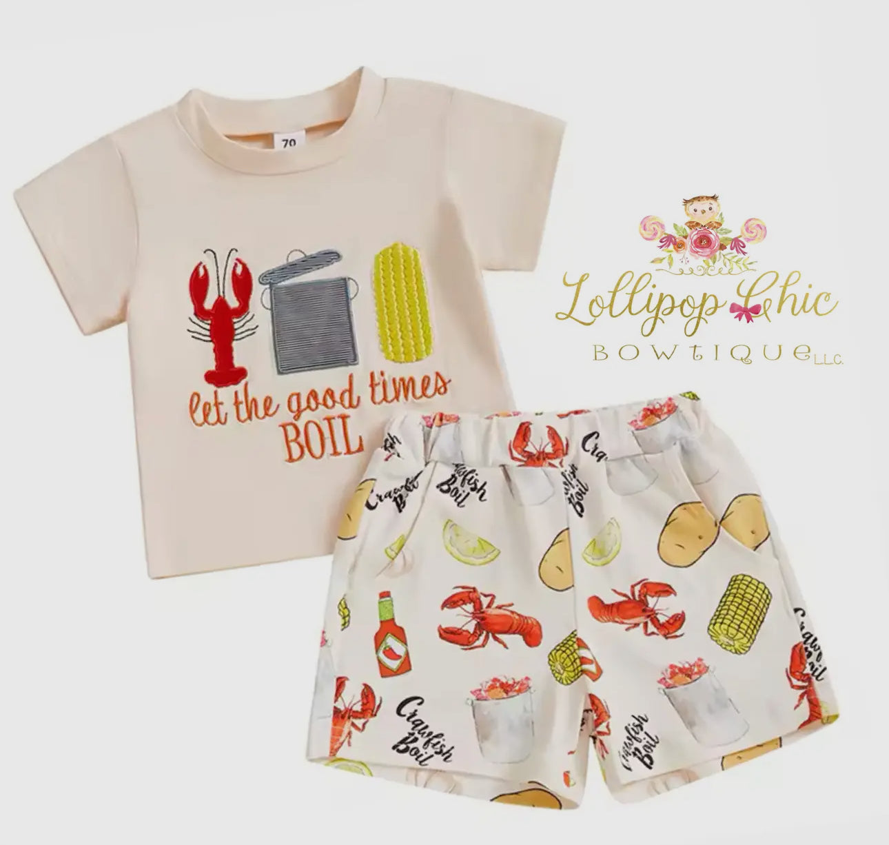 Baby/Toddler Boy Embroidered Coastal
Crawfish Shirt/Short Set