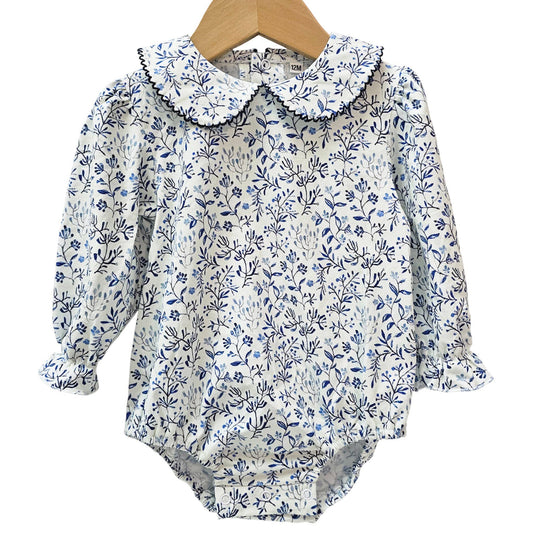 Navy Floral Scalloped Bubble