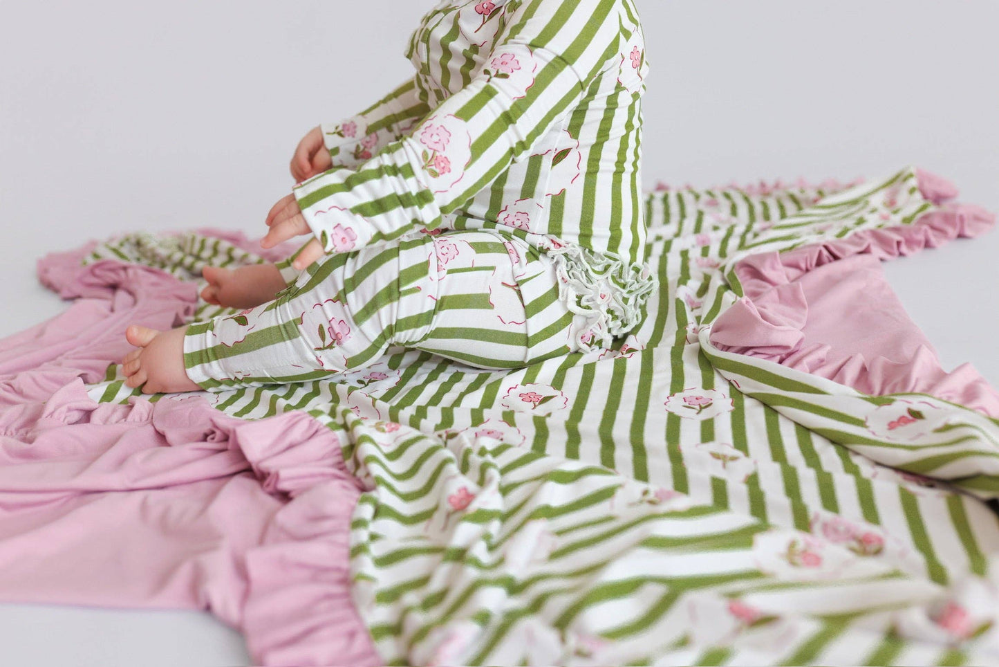 ROSIE'S MEADOW STRIPES DREAM RUFFLE ROMPER