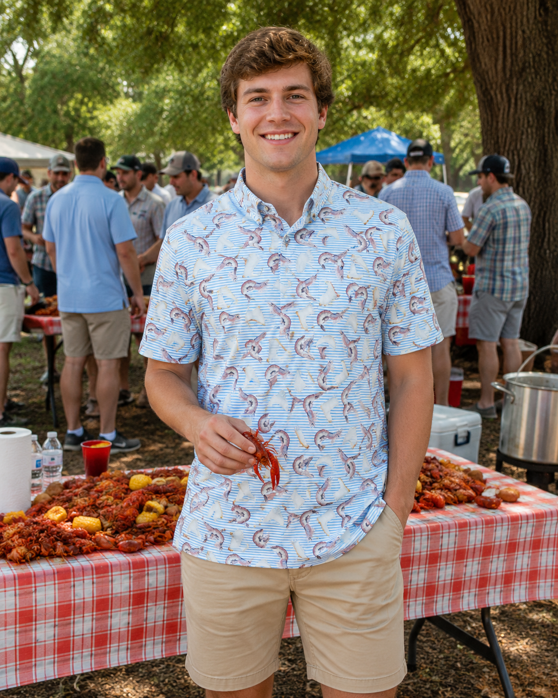 Shrimp and Boot Stripe Polo