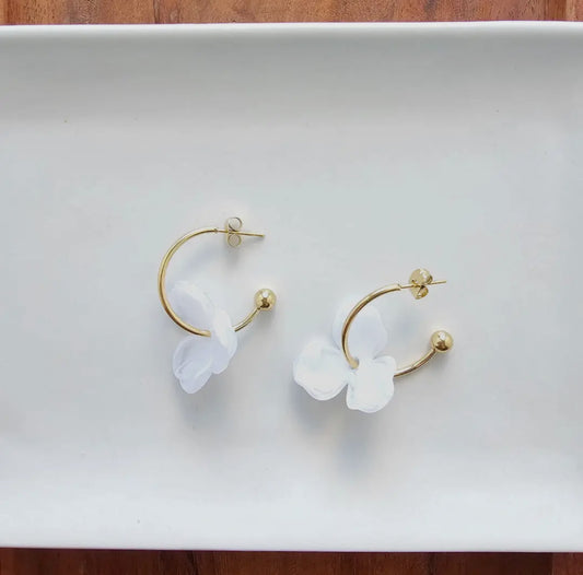 Magnolia Hoops - White // Jewelry, Earrings