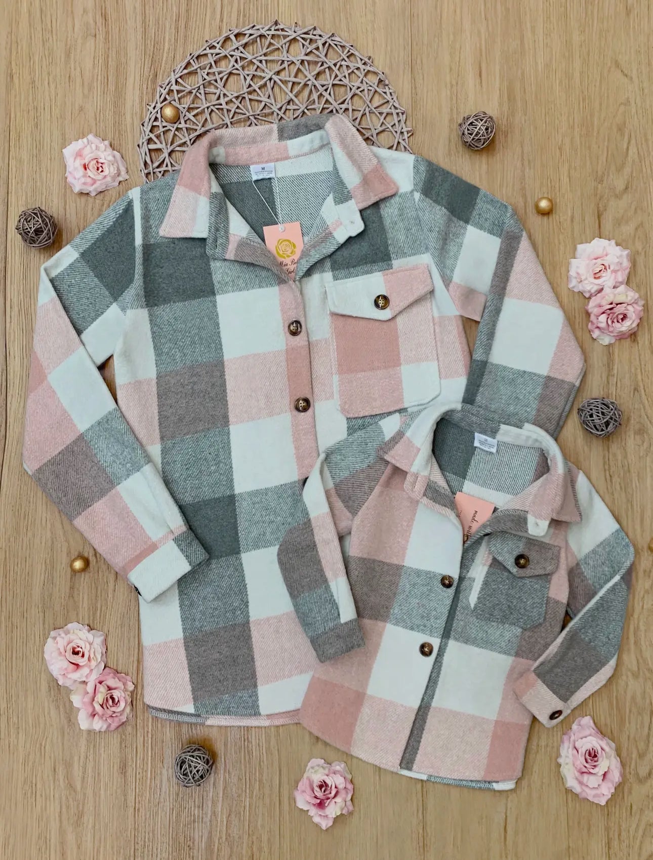 Mommy and Me Cozy Plaid Flannel Long Sleeve Shirt