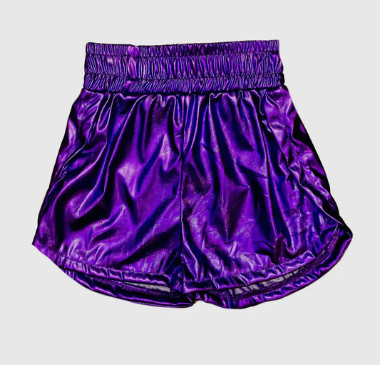 Purple Metallic Kid Shorts