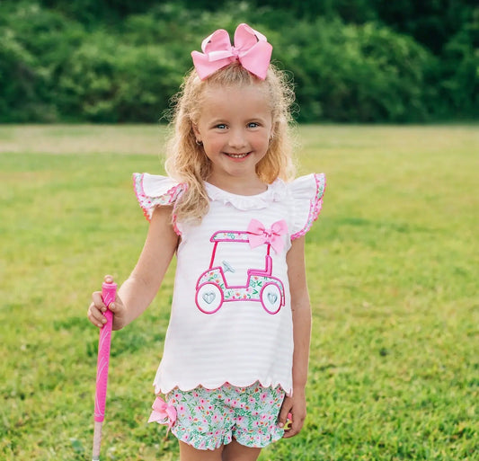Floral Tee Time Girls Golf Short Set
