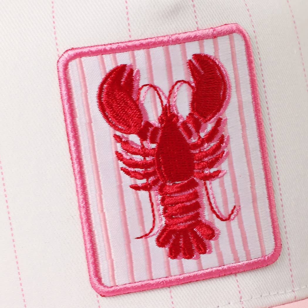 Crawfish Embroidered Patch Seersucker Brim Trucker Hat