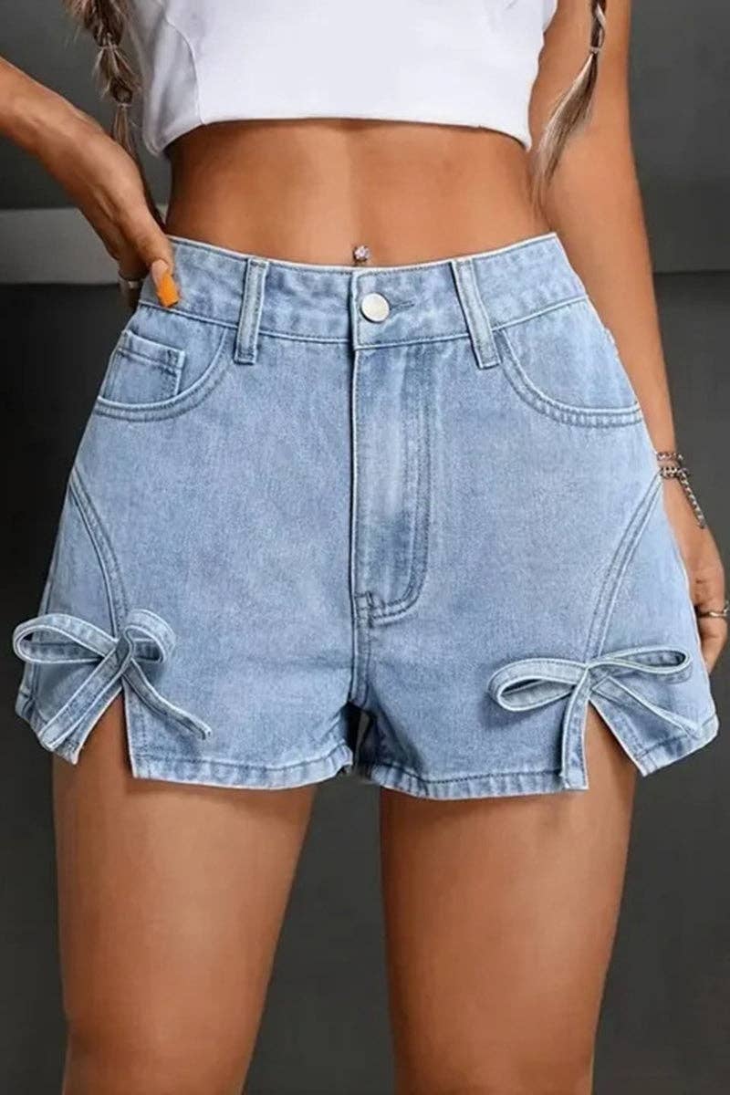 Bow Detail Denim Shorts