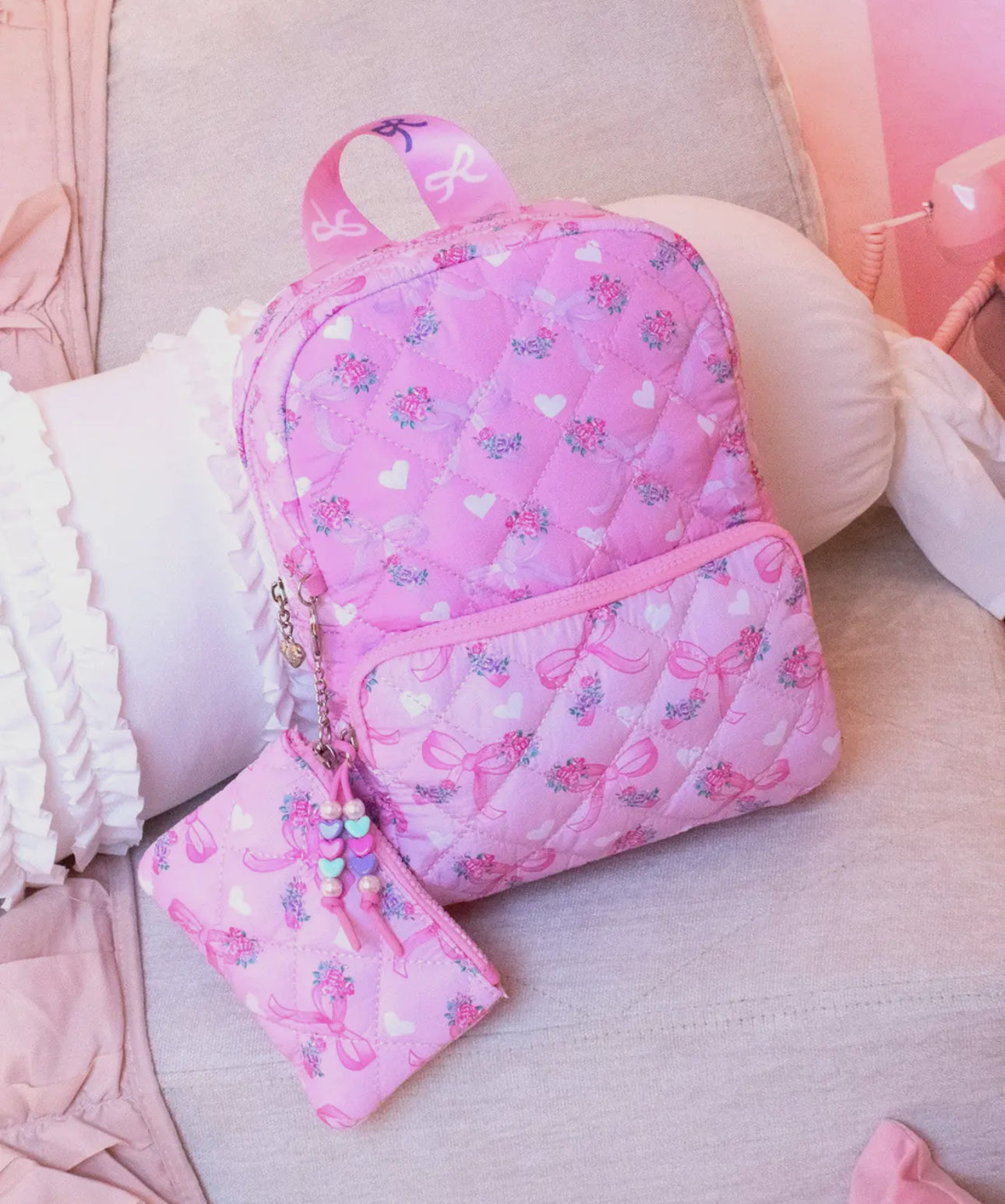 Quilted Scrunchies Printed Mini Backpack with Coin Purse