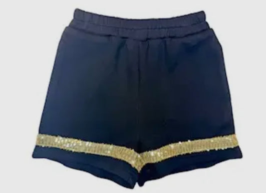 Girls Gameday Black and Gold Sequins Shorts