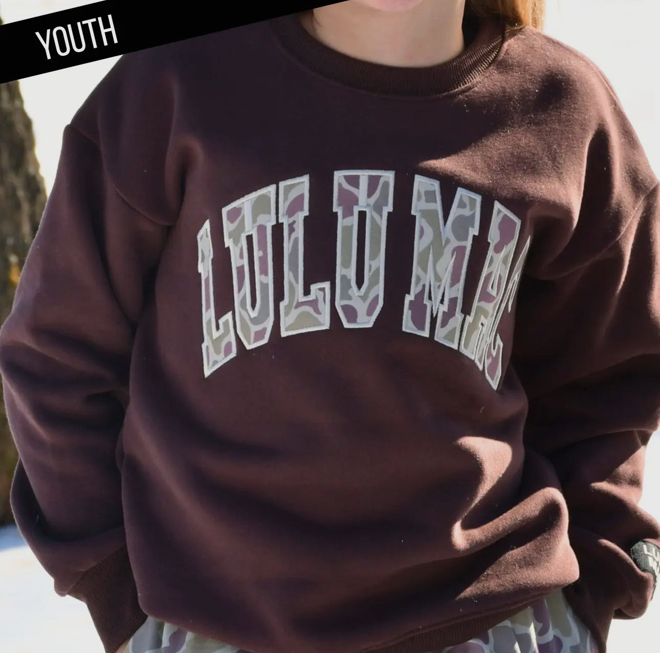 LULU MAC Youth Sweatshirt- Camo Brown