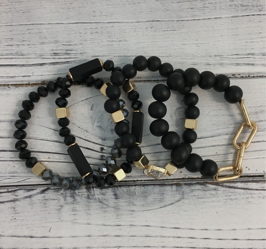 Bracelet Set- Black/Gold