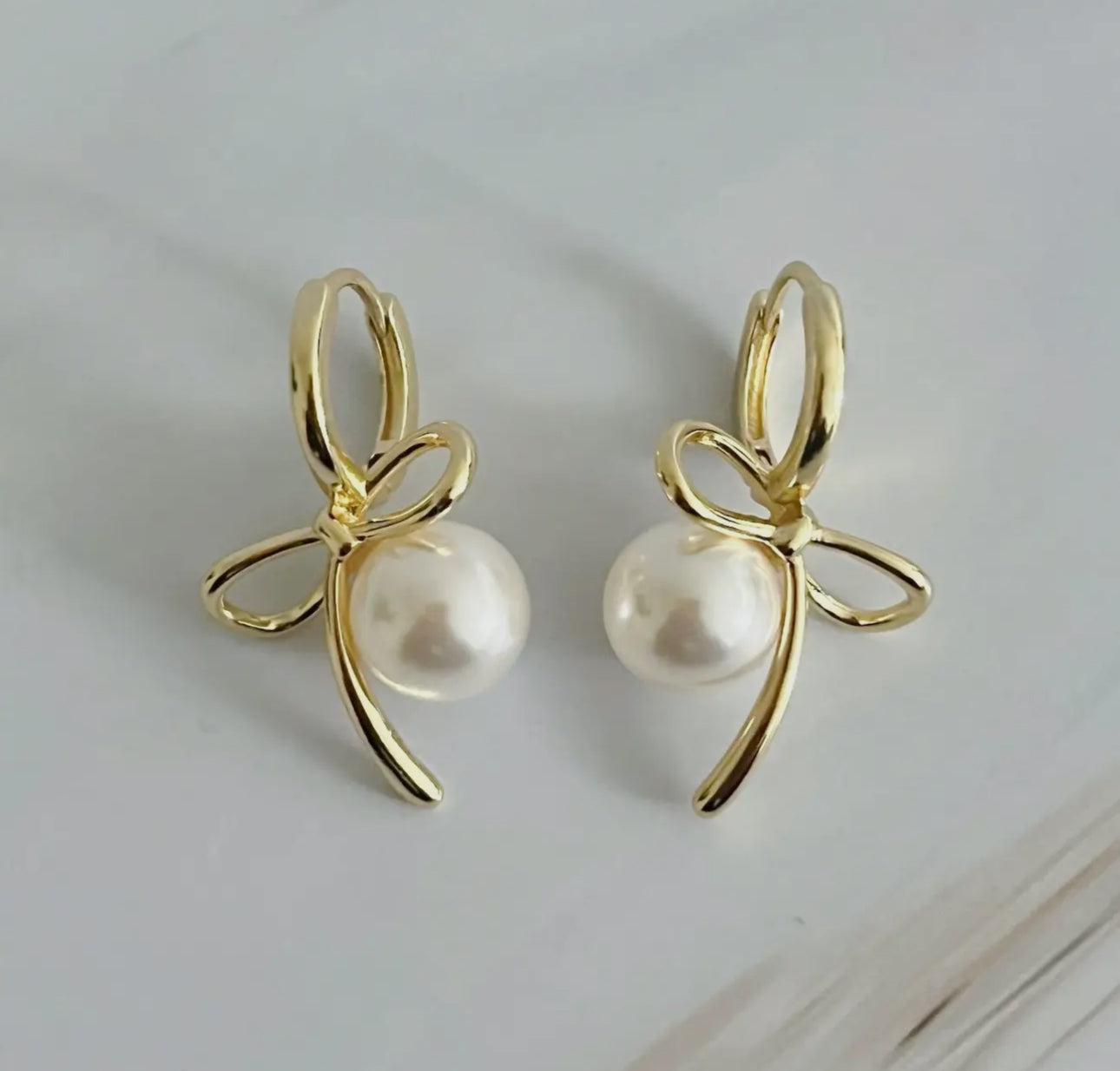 Bowed with Pearl Drop Earrings