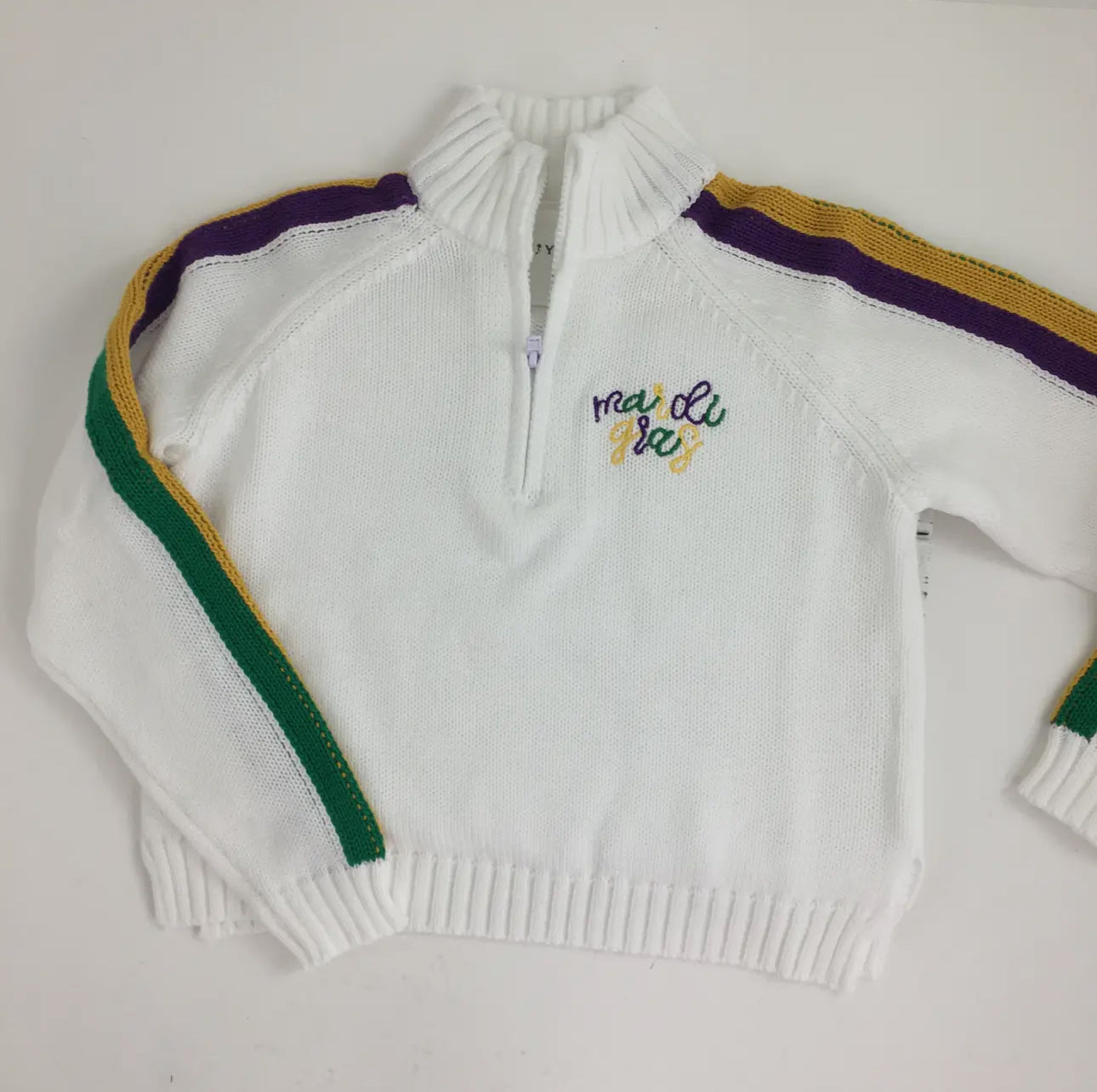 Kids Mardi Gras Quarter Zip Sweater