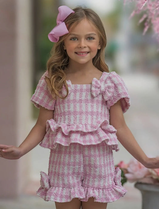 Feast in Fashion Pink Gingham Top and Short Set