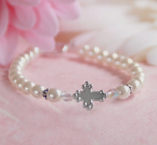 Classic Pearls & Cross All Occasions 5"
Bracelet