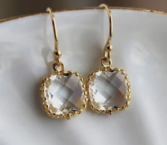 “Dainty Small Gold Crystal”- Earrings