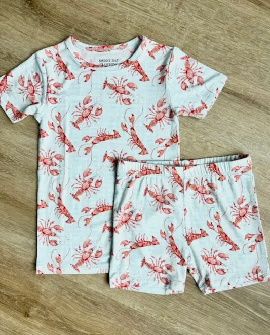 Crawfish Two Piece Pajama Shorts Set