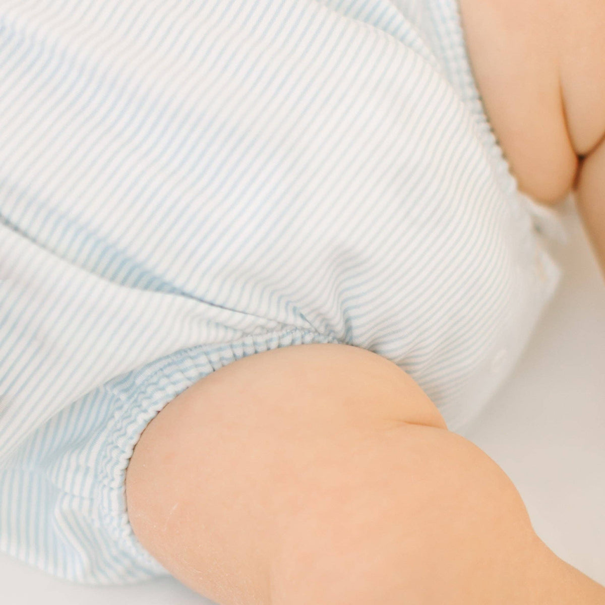 Benjamin Smocked Short Sleeve Bubble - Light Blue