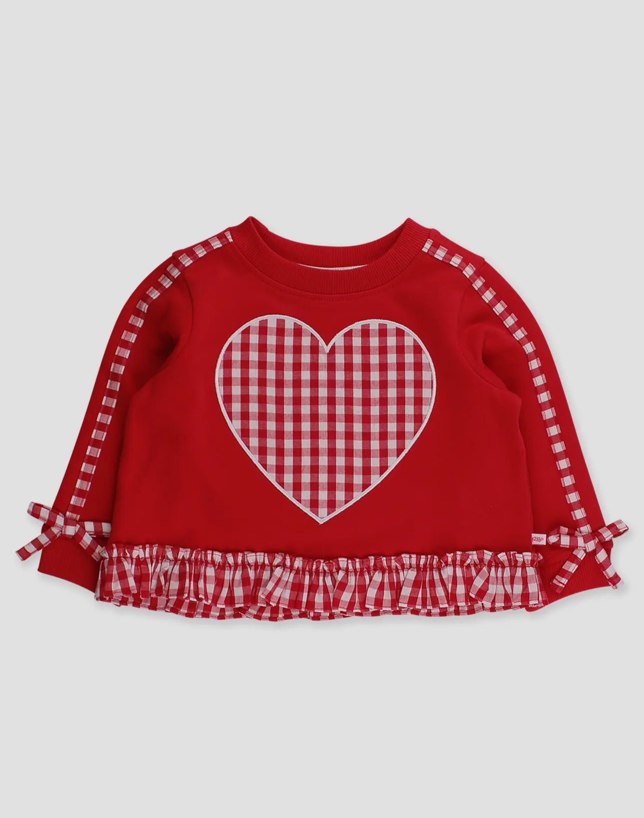 Girls Heart Red Gingham Applique Ruffle
Bow Sweatshirt