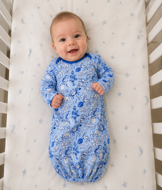 Cajun Toile Baby Gown