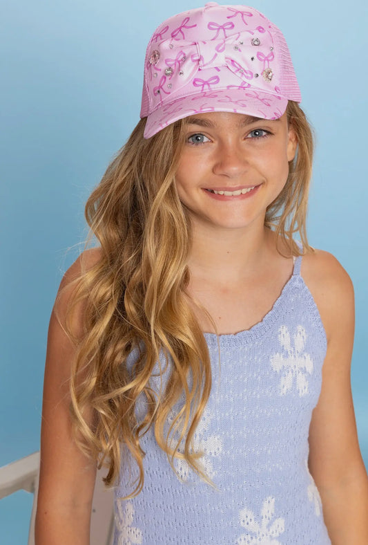 Pink Bow Printed Trucker Hat