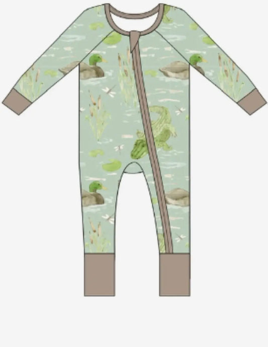 Ducks and Gators Zipper Onesie