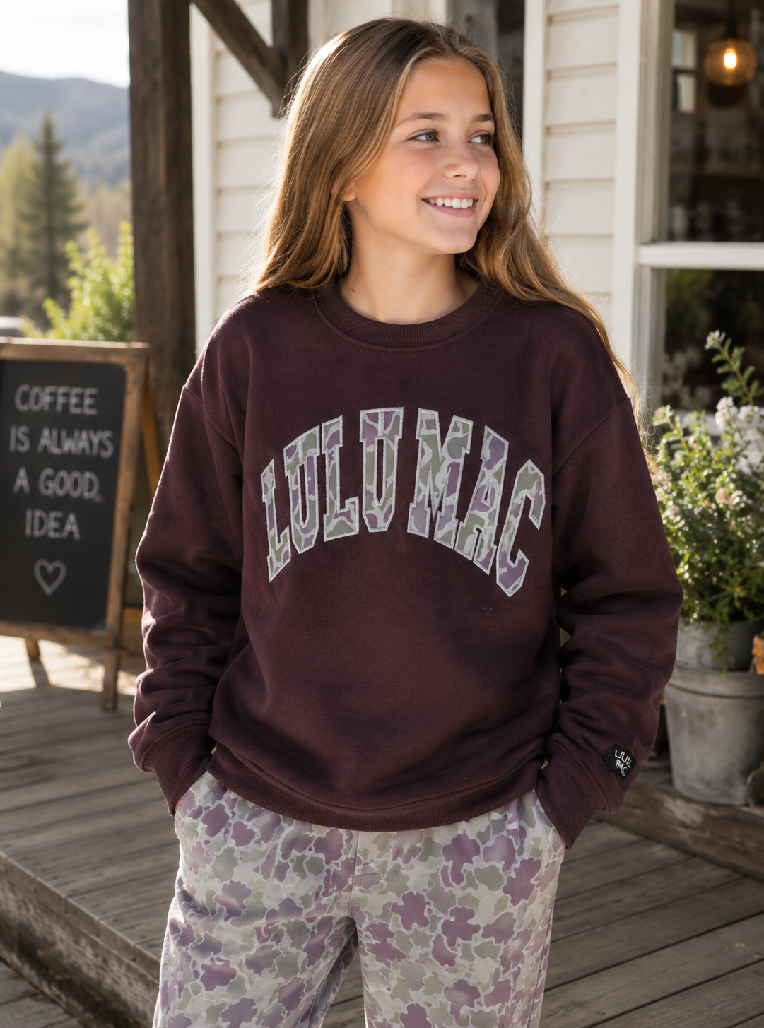 LULU MAC Youth Sweatshirt- Camo Brown