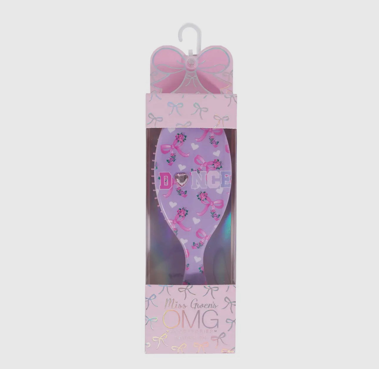 “Dance” Orchid Floral Bow Printed Hairbrush