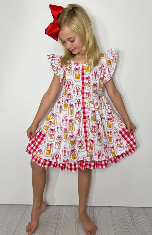 Crawfish Cutie Girls Dress