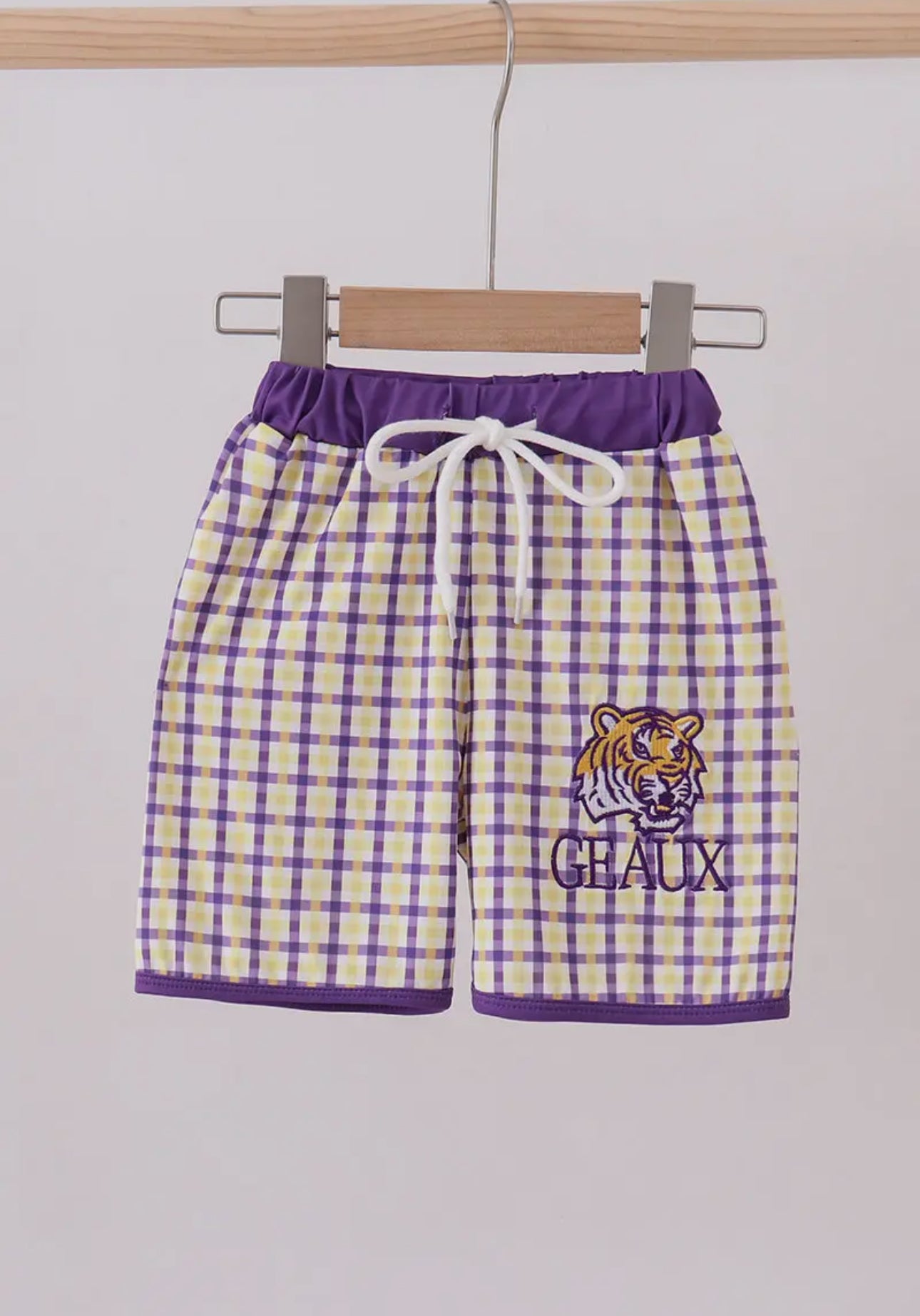 Purple Lsu Geaux Embroidery Trunks