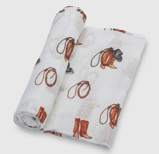 "Life Is Better in Boots"- Western Baby Swaddle Blanket