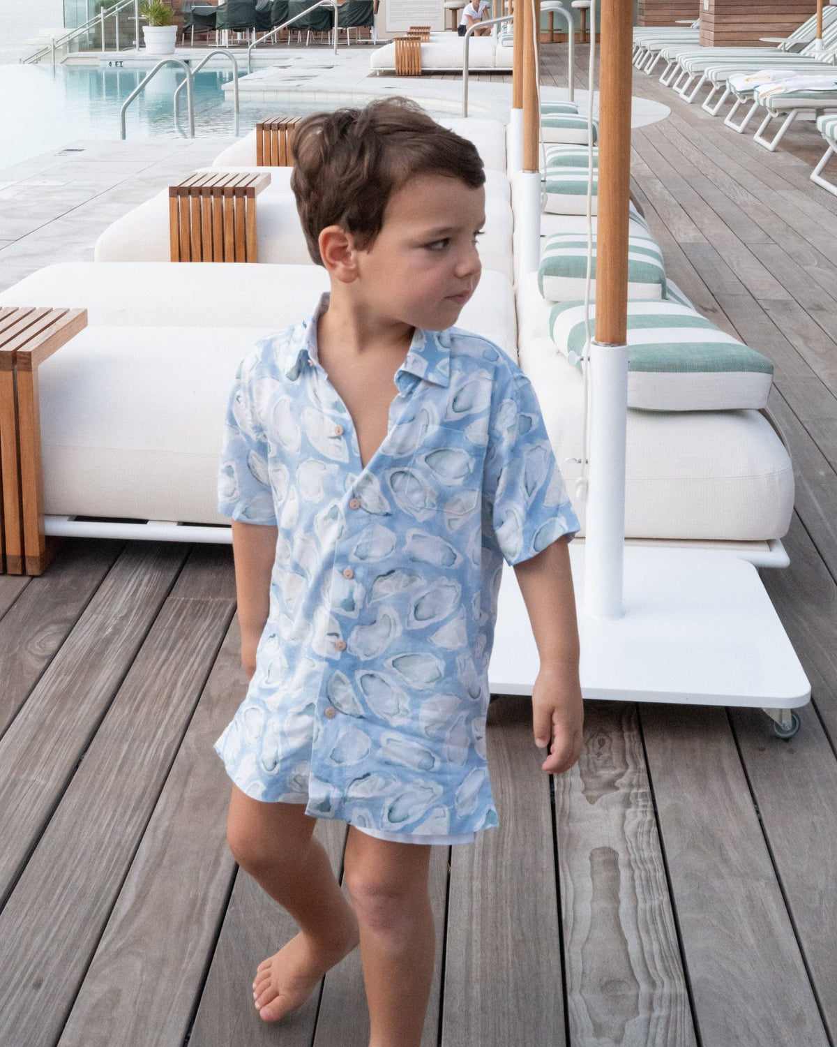 Boys Oyster Print Hawaiian Shirt