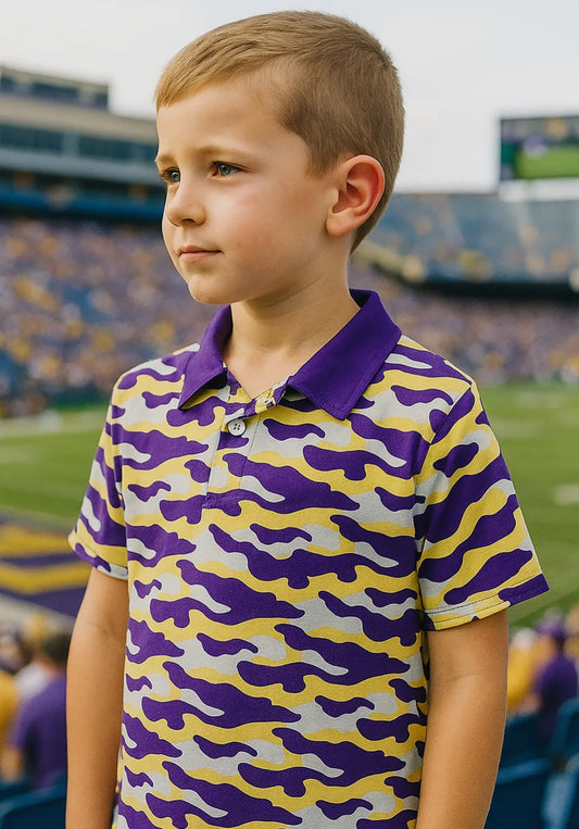 Purple and Yellow Camo Polo