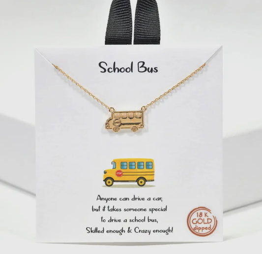 "School Bus" Danity Necklace- Gold