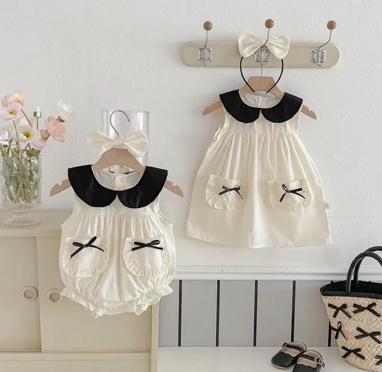 Sweet Baby Girls Romper and Matching Headband