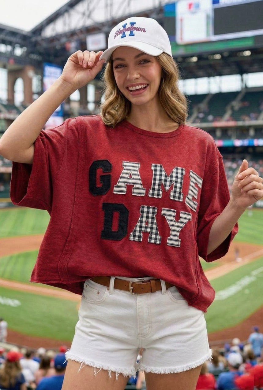 Game Day Washed Loose Fit Sweatshirt Top