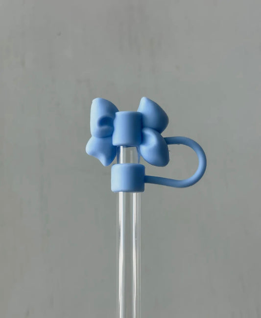 Straw Cover- Blue Bow